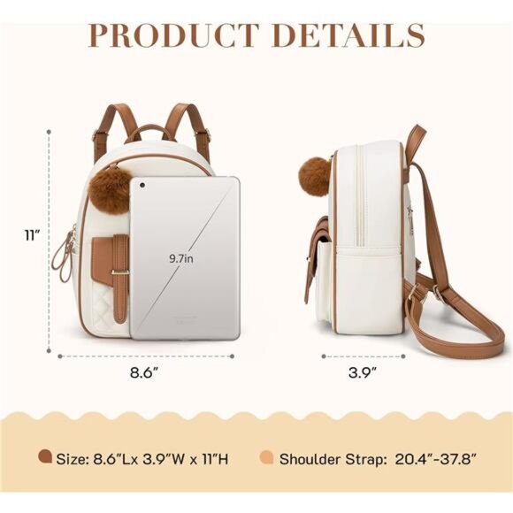 Mini Backpack for Women Cute Small Backpack Purse With Pompom PU Leather main image 6